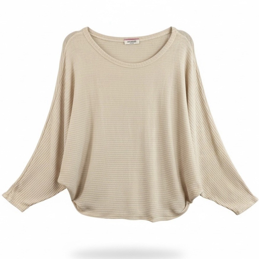 Andrée by Unit Women's Ribbed Dolman Sleeve Knit Top Cream Size Large
